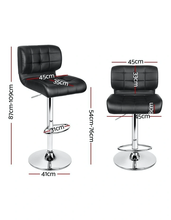 Kitchen Stool Leather Bar Stools x4 in Black