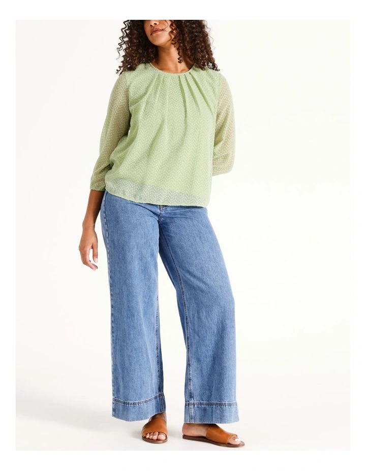 Sofie 3/4 Sleeve Textured Top in Reseda
