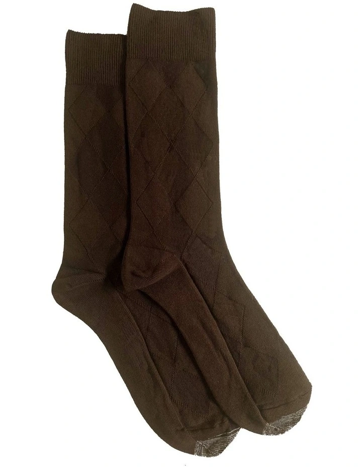 Tough Toe Cotton Socks 2 Pack in Brown