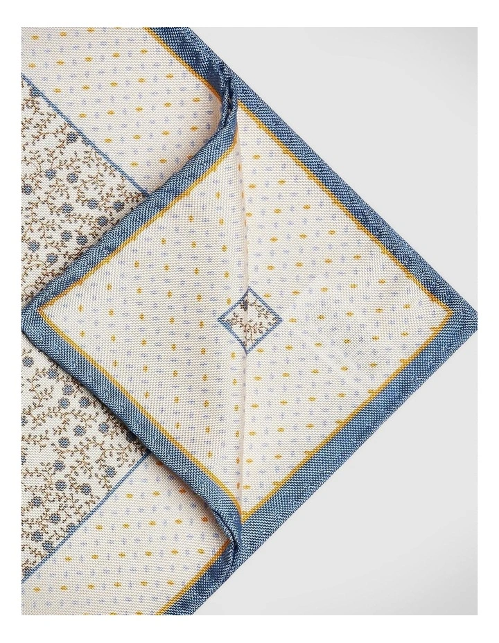 Ditsy Floral Printed Pocket Square With Contrast Border in Multi