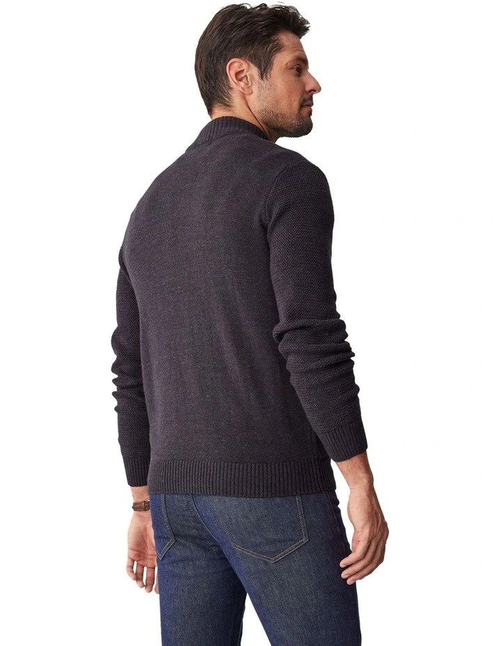 Zip Through Cardigan in Charcoal