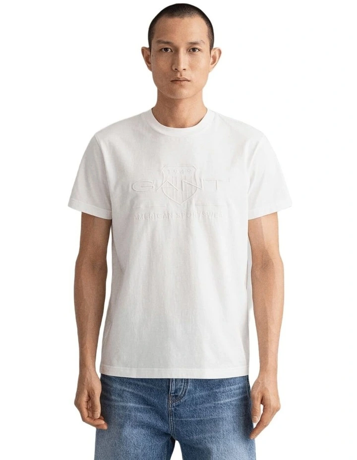 Tonal Archive Shield T-shirt in Eggshell