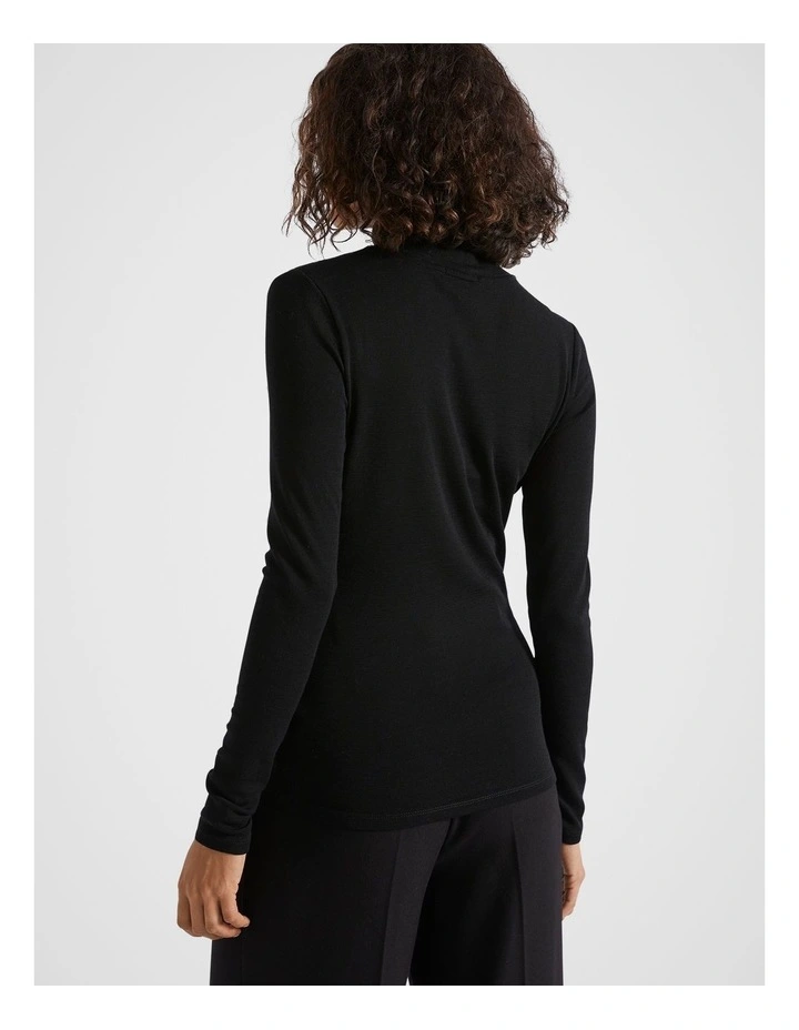 Babywool Roll Neck Top in Black