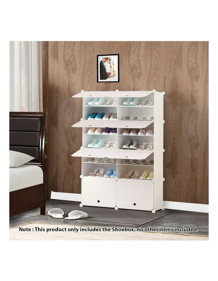7 Tier 2 Column Shoe Rack Organizer in White