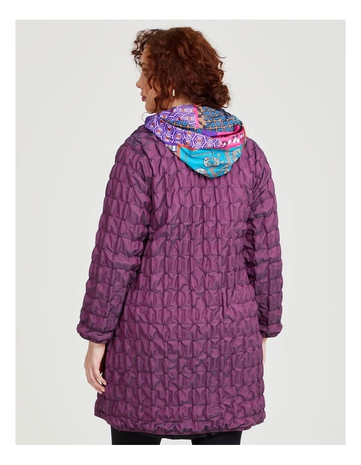 Wave Taffeta Reversible Coat in Orchid