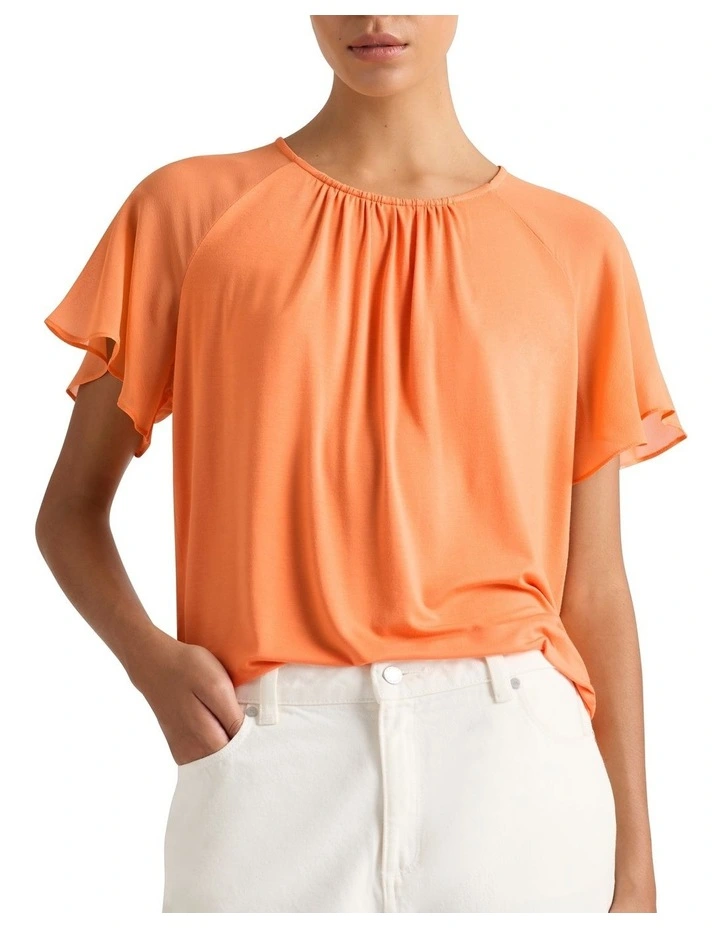 Louise Silk Mix Top in Salmon