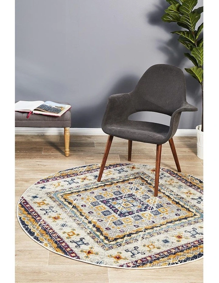 Babylon Round Rug 203 in Rust