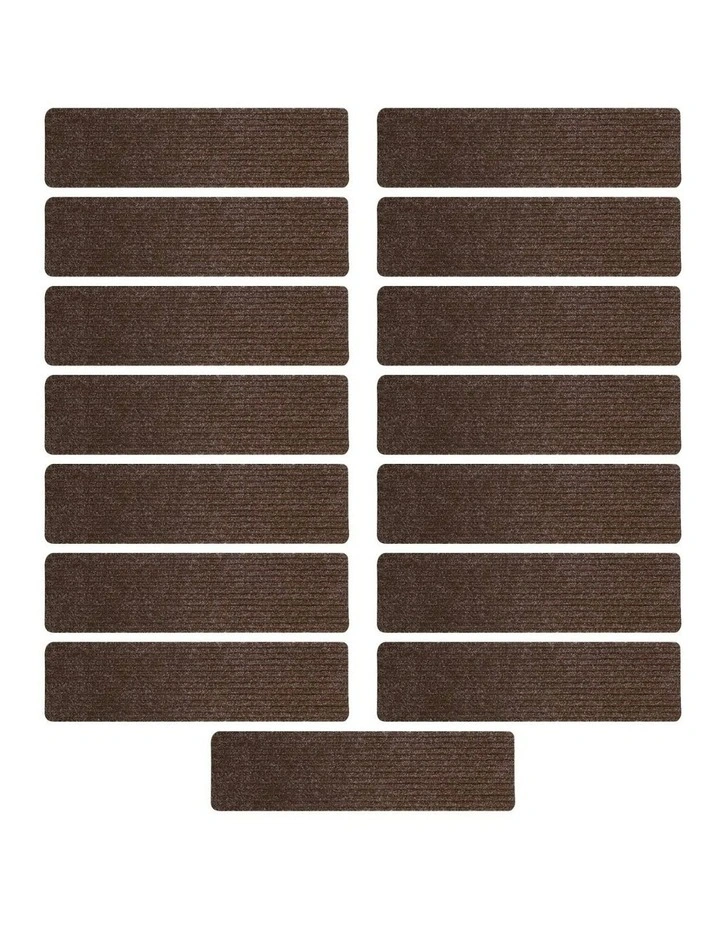 Carpet Stair Treads Non-Skid Slip Safety Rug Washable 15 Pack in Brown