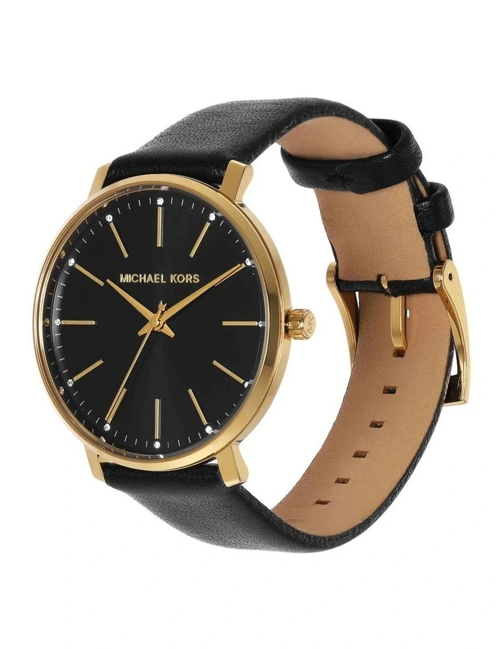 Pyper Leather Watch in Black