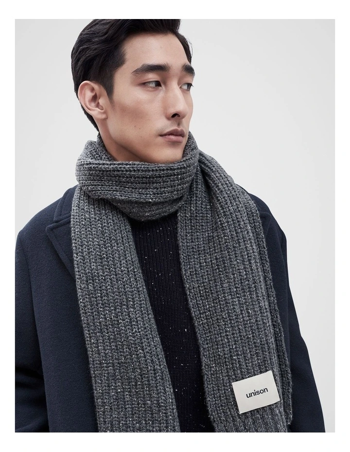 Rib Knit Scarf in Charcoal