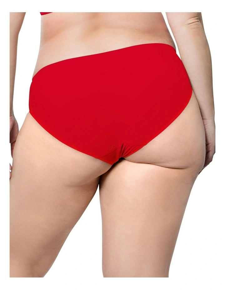 Bonded Seamless-Effect Hipster Brief in Racing Red