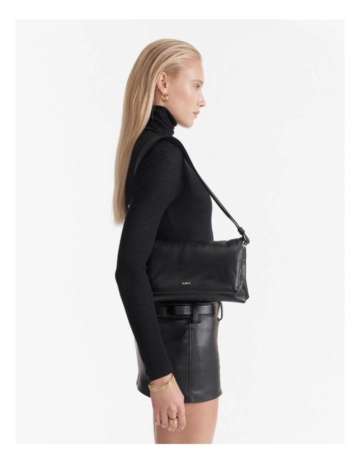 Puffy Crossbody Bag in Black Light Gold
