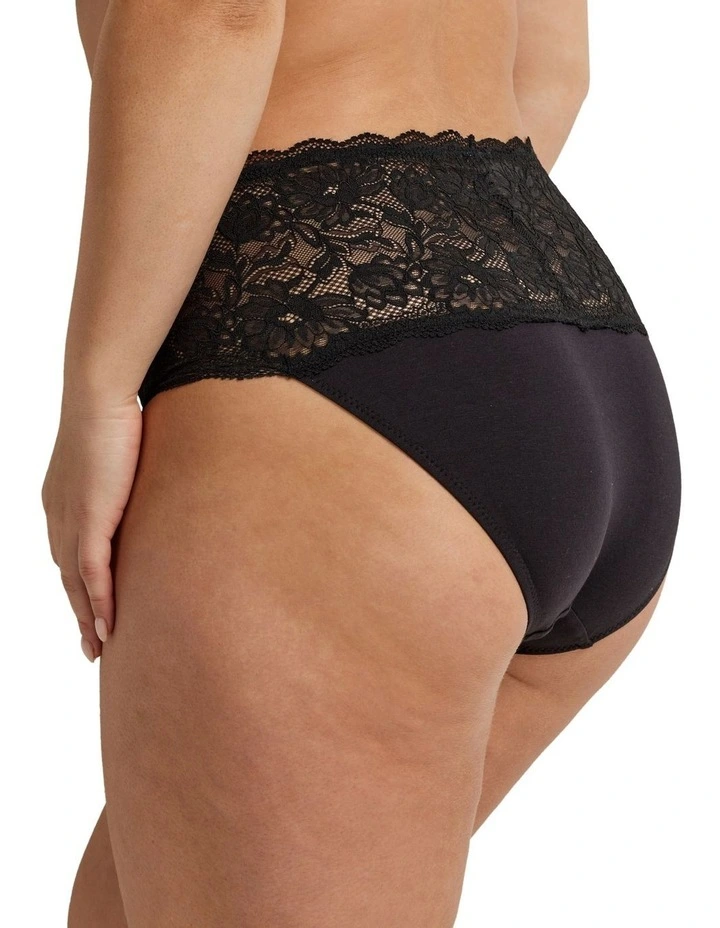 Cotton & Lace Full Brief in Black