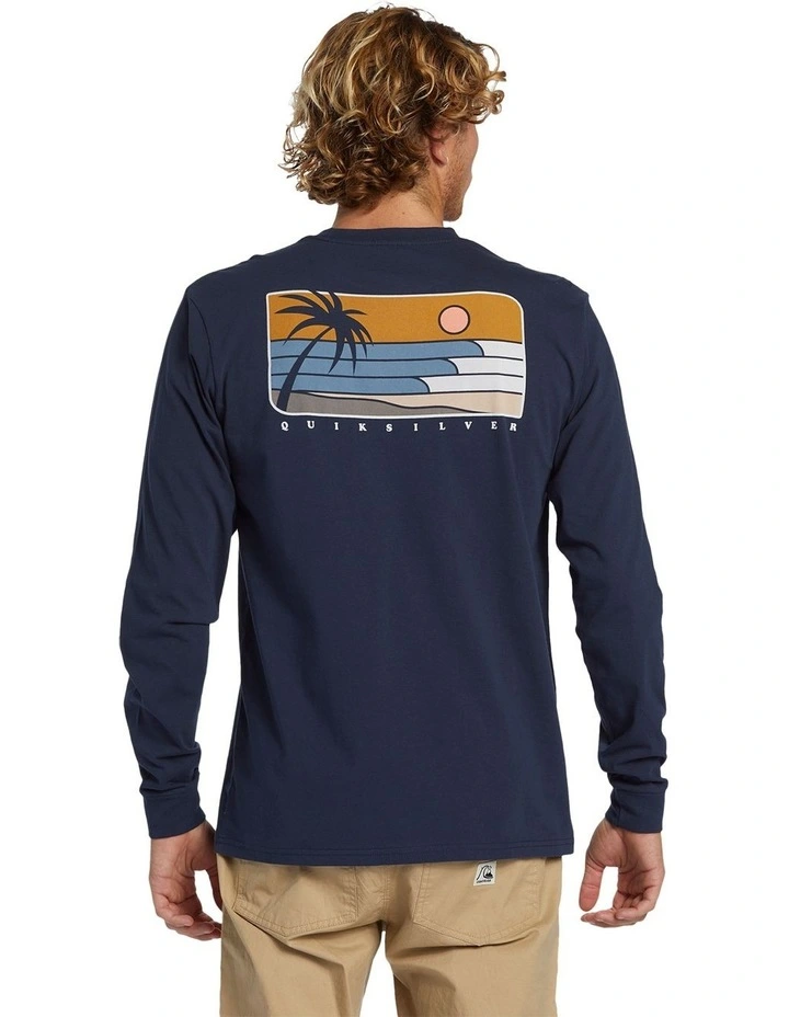 Line Up Long Sleeve T-shirt in Dark Navy