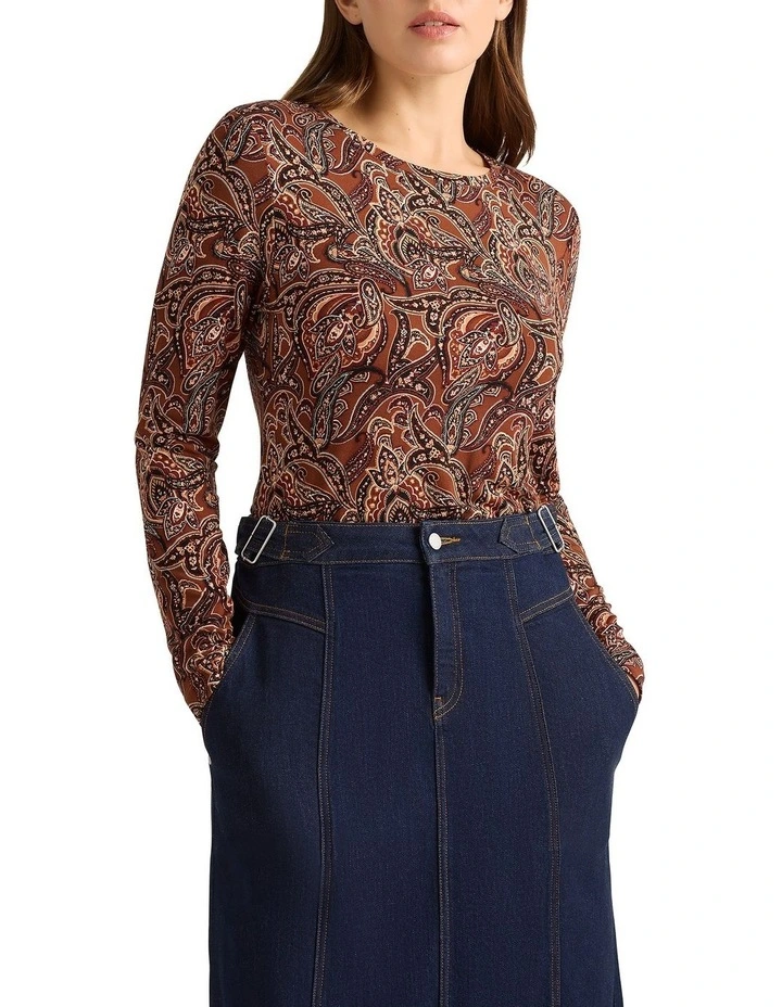 Madella Bamboo Tee in Mahogany Multi