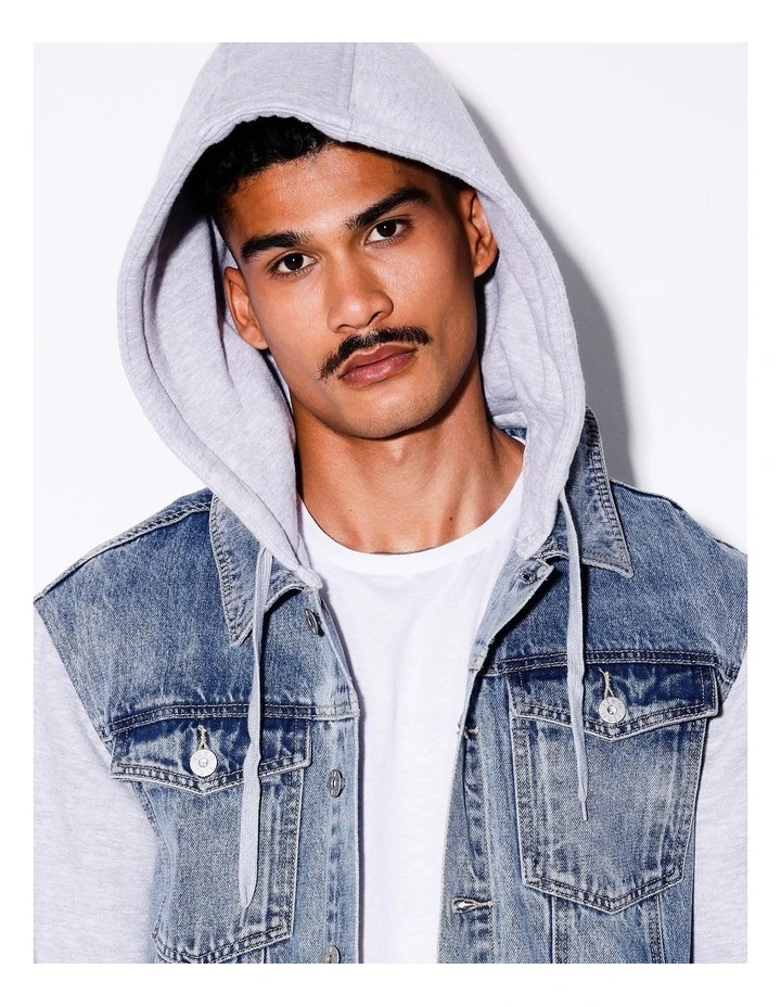 Solar Spliced 2 In 1 Denim Jacket in Blue