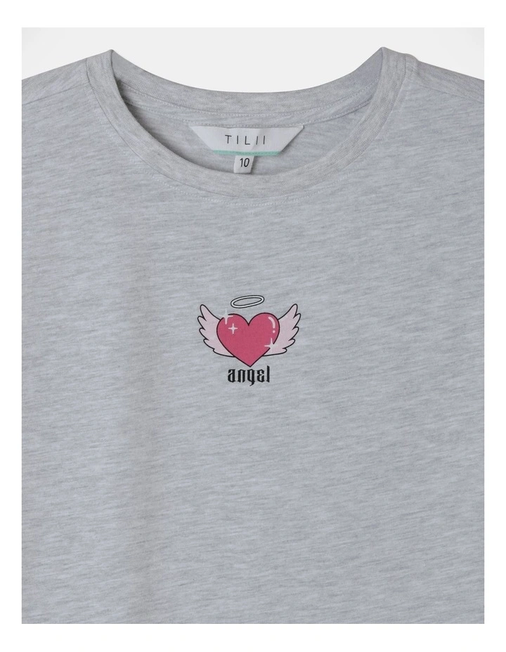 Extended Shoulder Tee in Grey Marle