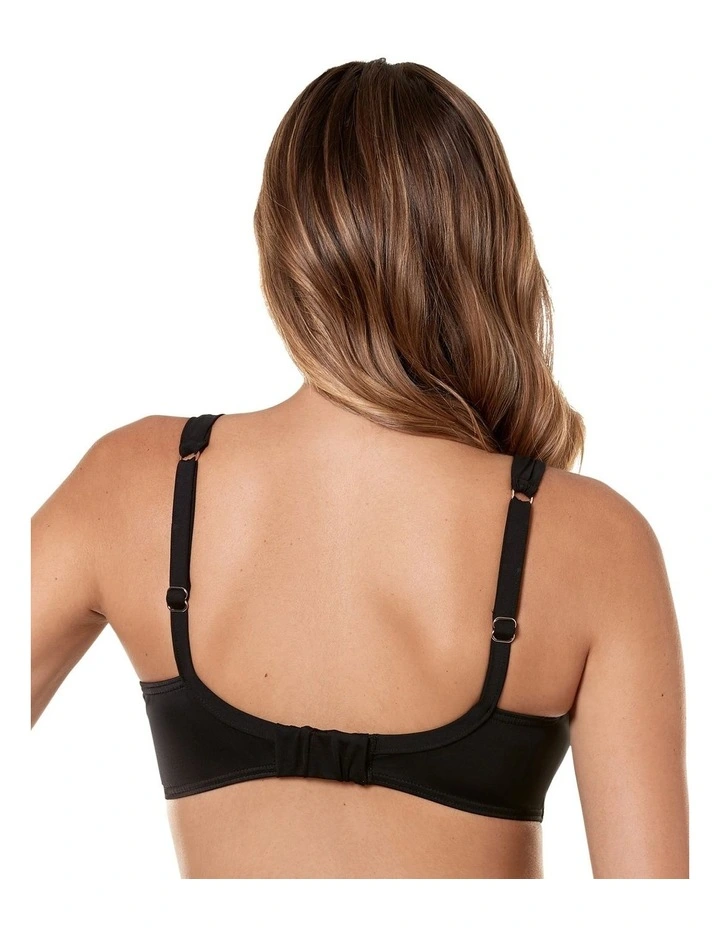 Underwire Wide Strap Plunge Bikini Top D,DD,E-Cup in Black