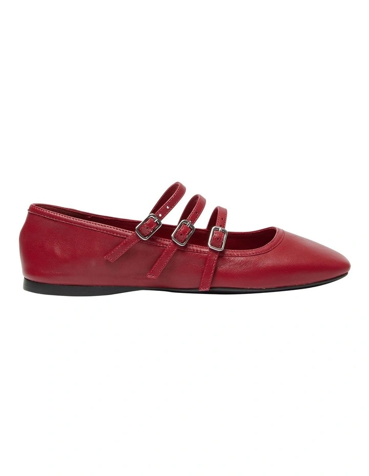 Millie Flat Shoes in Red Leather