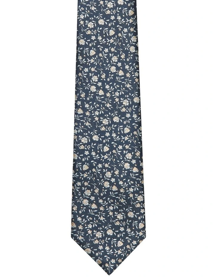 Floral Tie in Navy