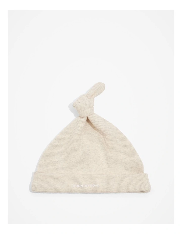 Unisex Organically Grown Cotton Rib Beanie in Oatmeal Marle