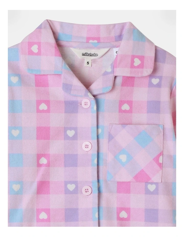 Gingham Hearts Pyjama Set in Light Pink