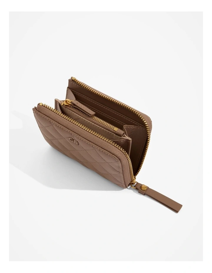 Quilted Zip Wallet in Biscuit
