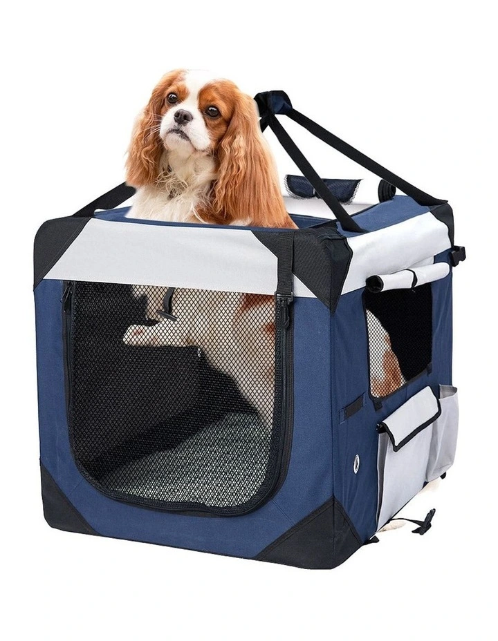 Spacious Outdoor Travel Hand Portable Crate Pet Carrier Bag XL in Blue