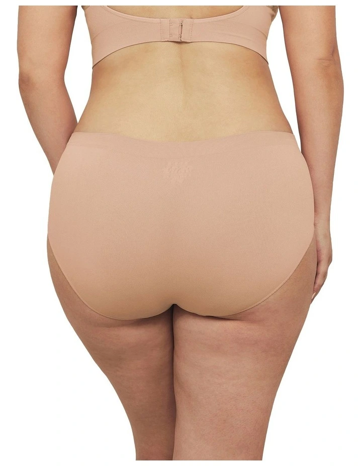 Bare Essentials Recycled Nylon Midi Brief in Rose Beige
