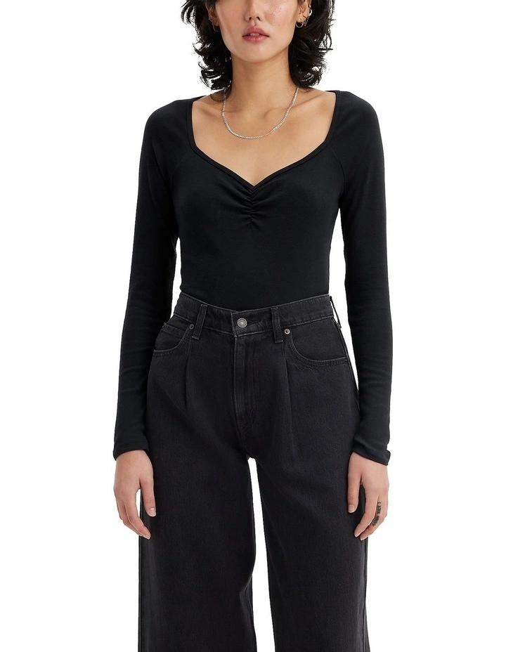 Heavenly Long-Sleeve Top in Caviar