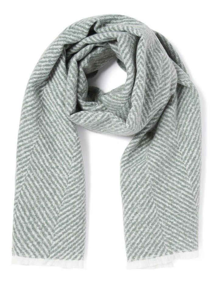 Hallie Herringbone Scarf in Green