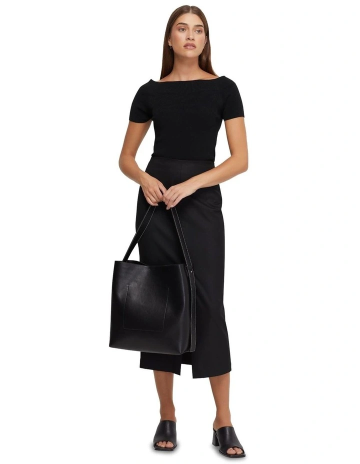 Ciara Off Shoulder Knit Top in Black