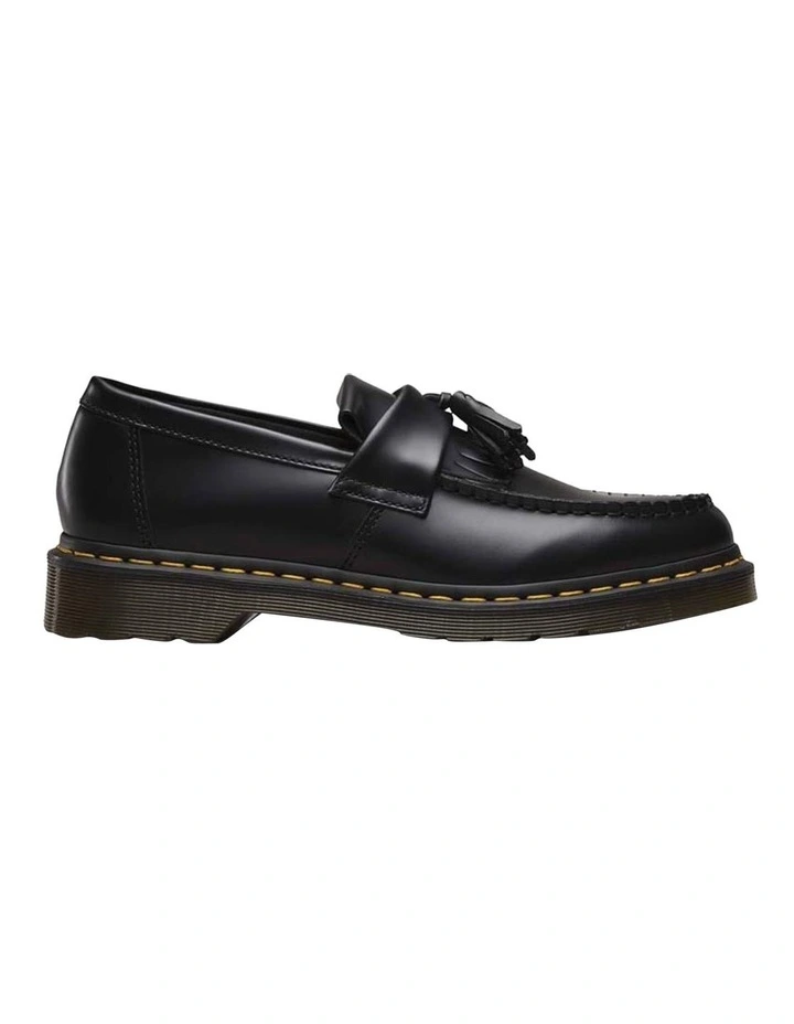 Adrian Yellow Stitch Tassle Black Loafers