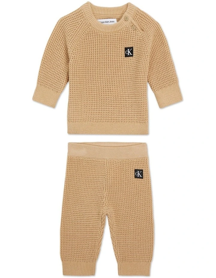 Waffle Tuck Sweater Knit Set in Warm Sand