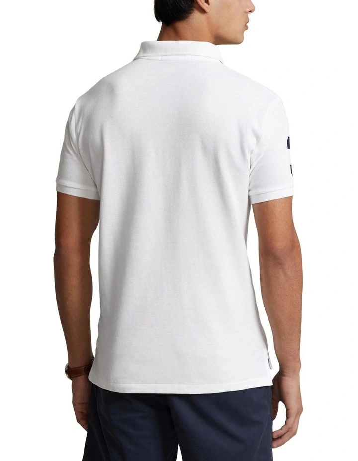 Custom Slim Fit Mesh Polo Shirt in White