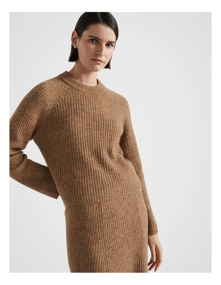 Rib Cosy Knit Top in Deep Chai Marle