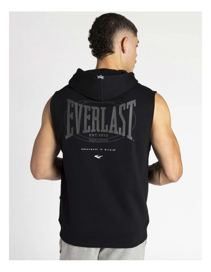 Worldwide Sleeveless Hooded Muscle Tee in Black