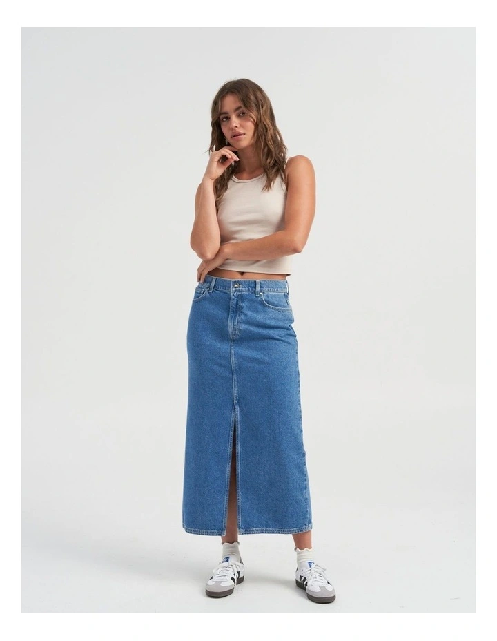 Sophie Recycled Cotton Skirt in Light Blue Denim