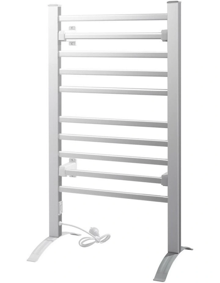 Electric Heated Towel Rail Rack 10 Bars Freestanding Clothes Dry Warmer