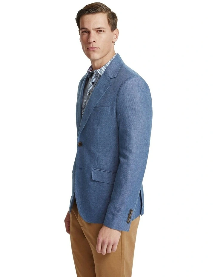 Blake Linen Blend Blazer in Blue