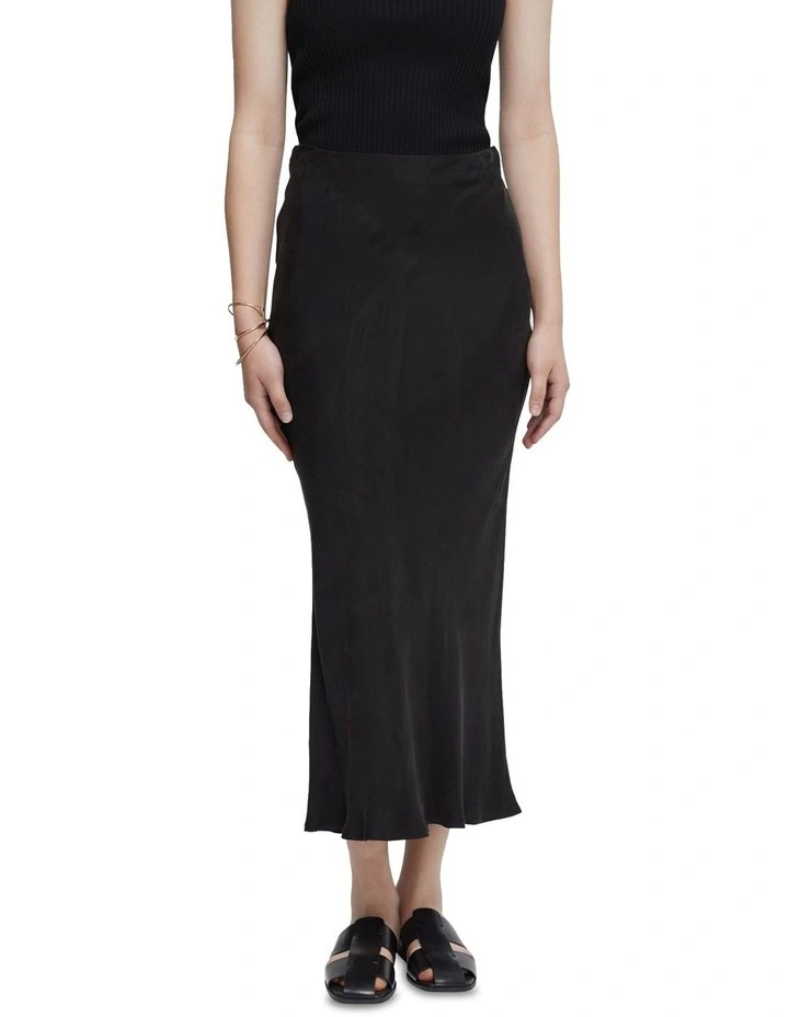 Adele Bias Cut Skirt in Black