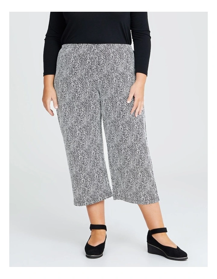 Herringbone Textured Culotte in Black/White