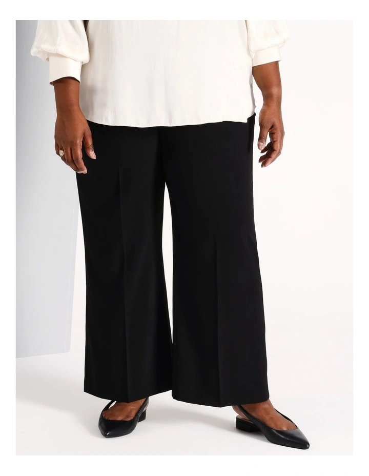 Ava Wide Leg Suit Pant in Black