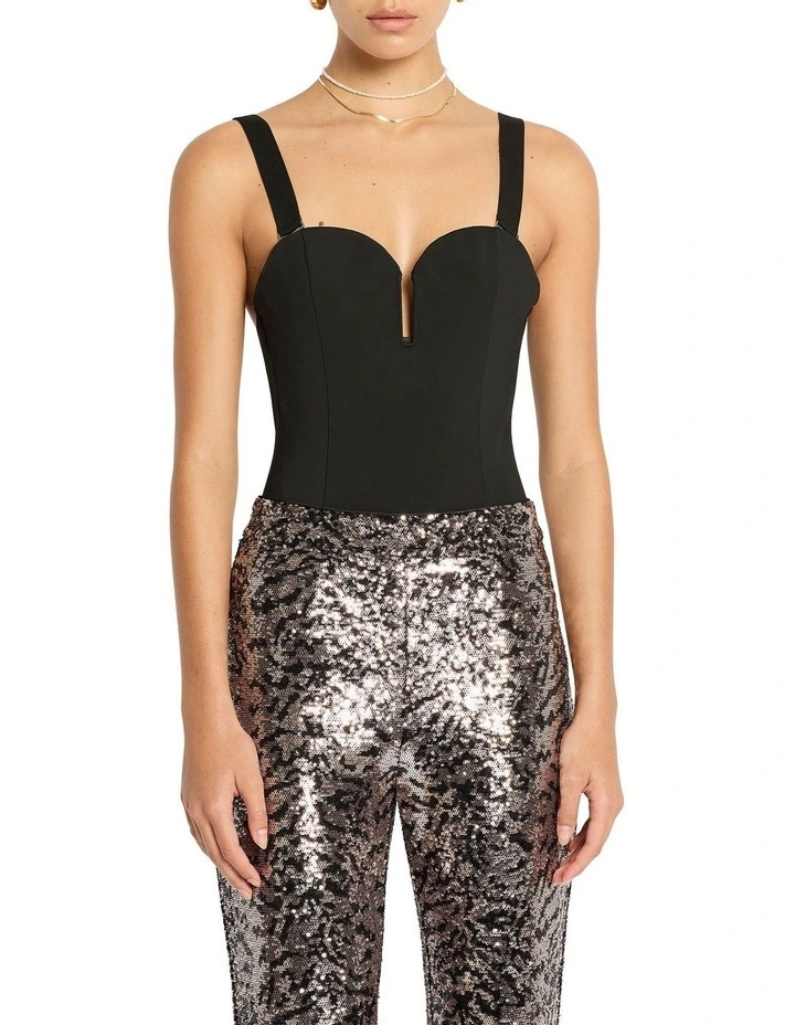 Crazed Bodysuit in Black