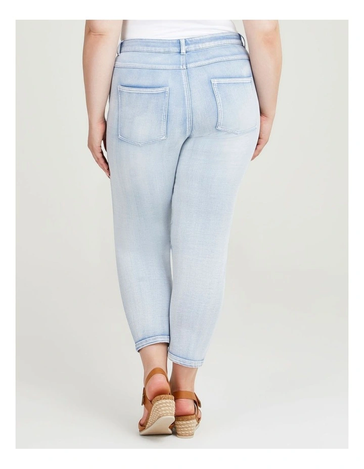 Cotton Blend Ankle Jeans in Ice Blue
