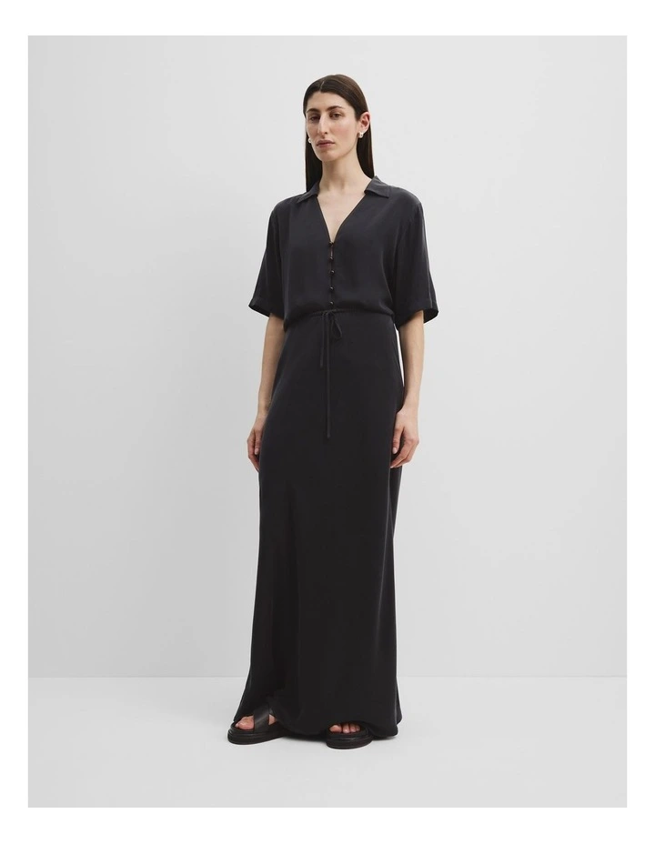 Pull On Cupro Skirt in Black