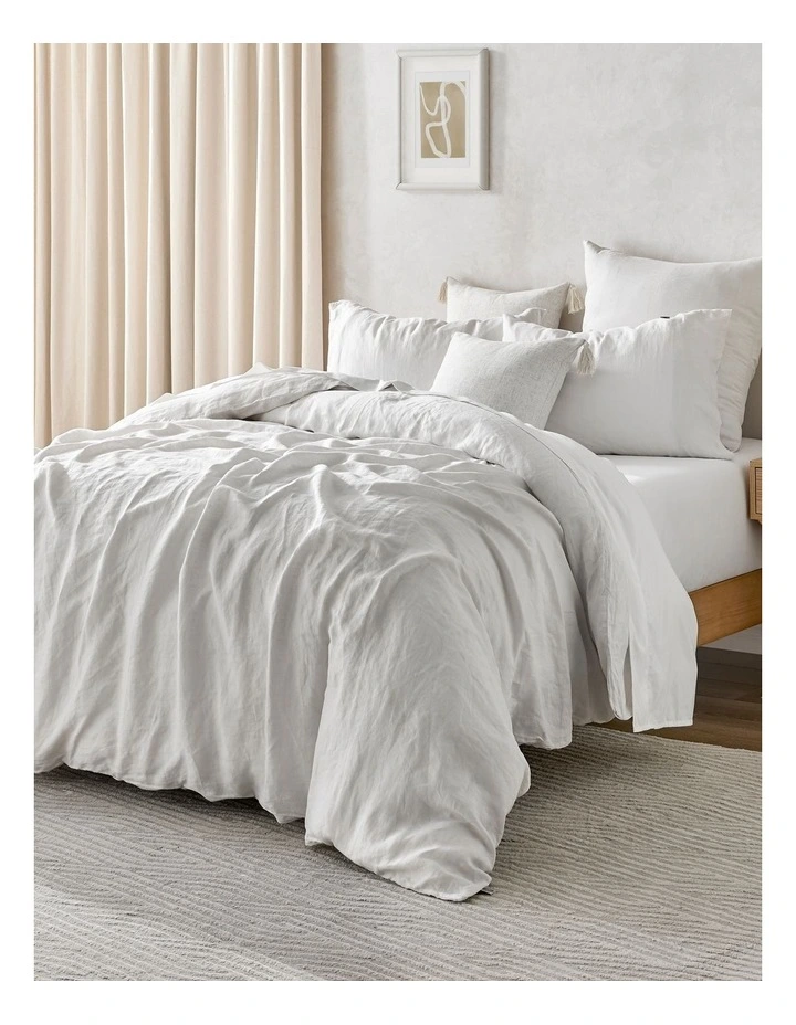 European Flax Linen Quilt Cover Set in Dove Grey