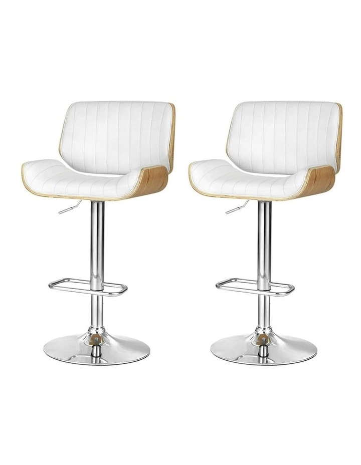 Galina Leather Bar Stools x2 in White
