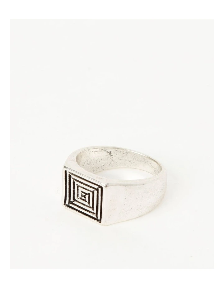 Motif Burnished Ring in Silver