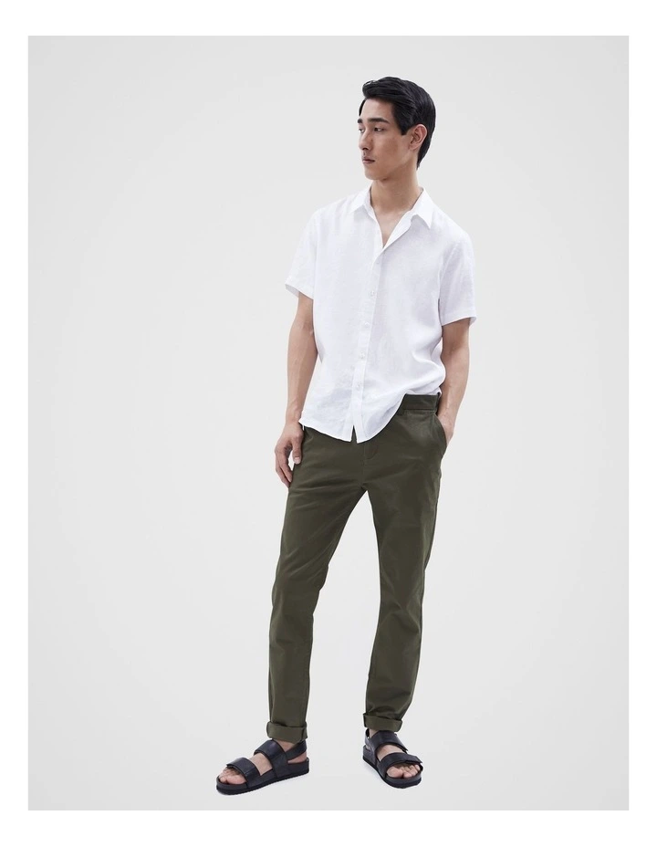 Linen Short Sleeves Regular Fit Shirt in White